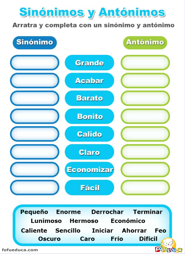 SINÓNIMOS Y ANTÓNIMOS