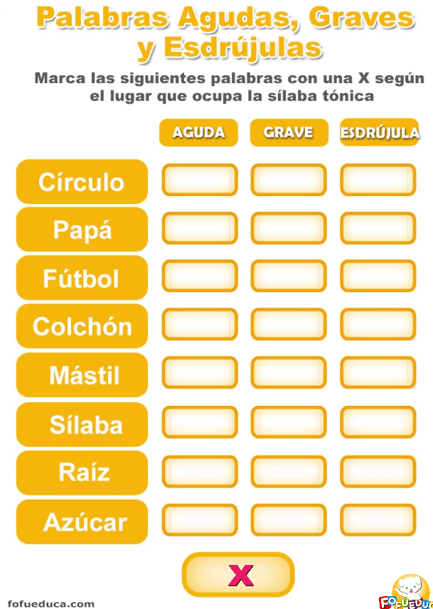 PALABRAS AGUDAS, GRAVES Y ESDRÚJULAS