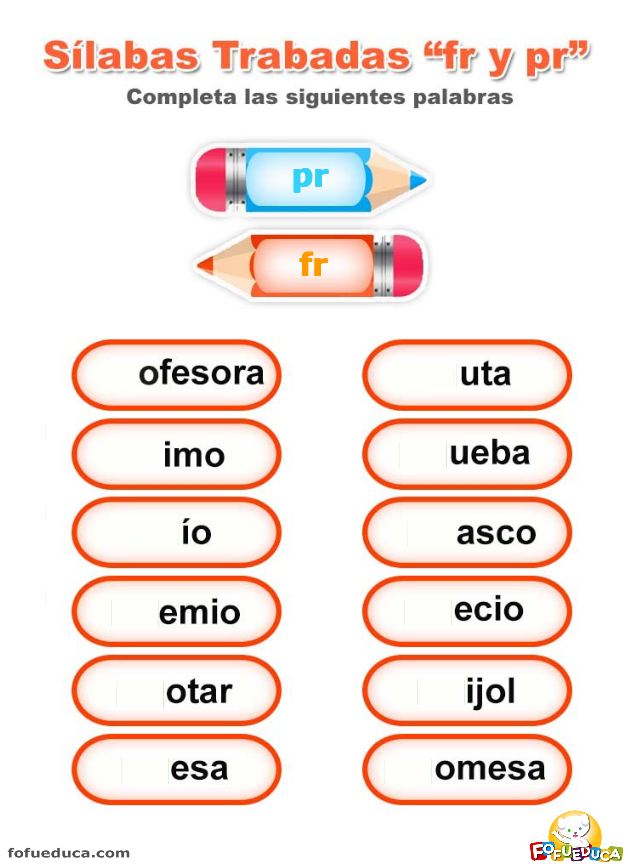 SÍLABAS TRABADAS FR Y PR