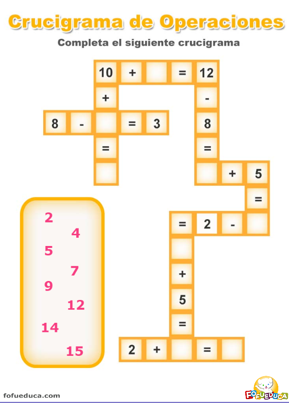 CRUCIGRAMA DE OPERACIONES II