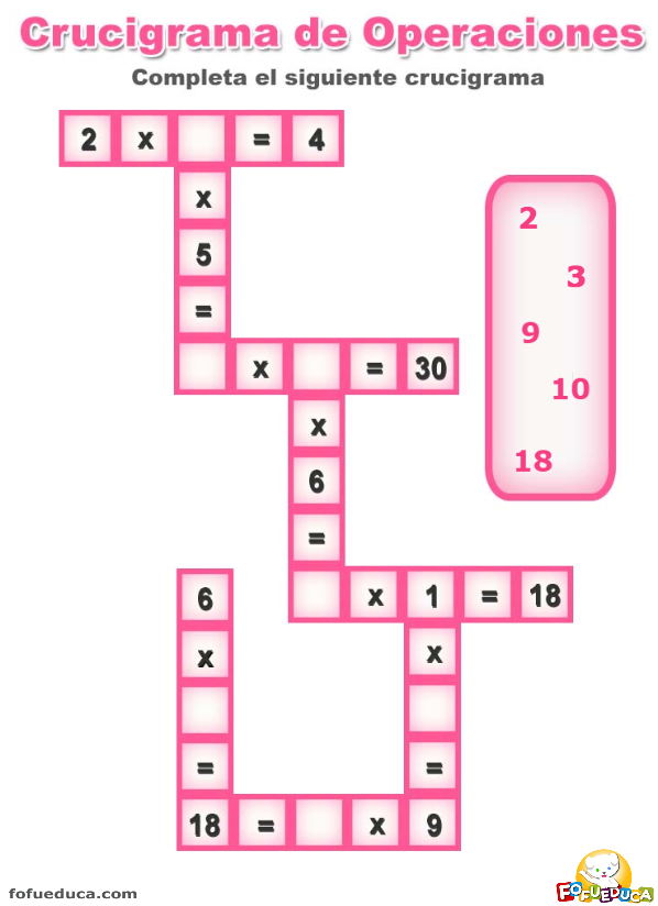 CRUCIGRAMA DE OPERACIONES III